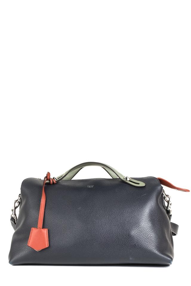 Fendi Tricolor By The Way Handle Navy Leather Shoulder Bag