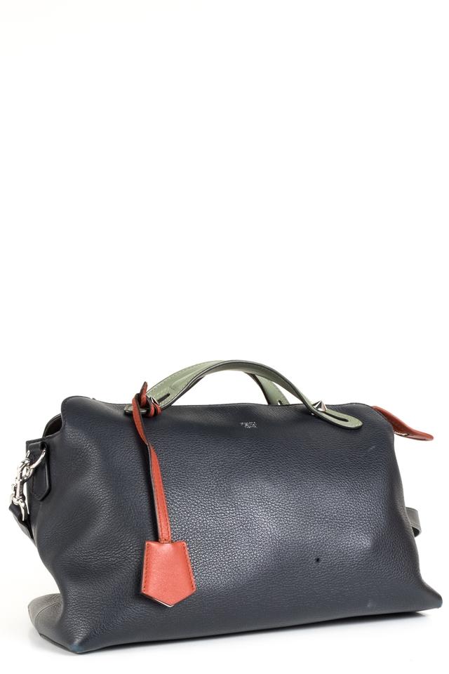 Fendi Tricolor By The Way Handle Navy Leather Shoulder Bag