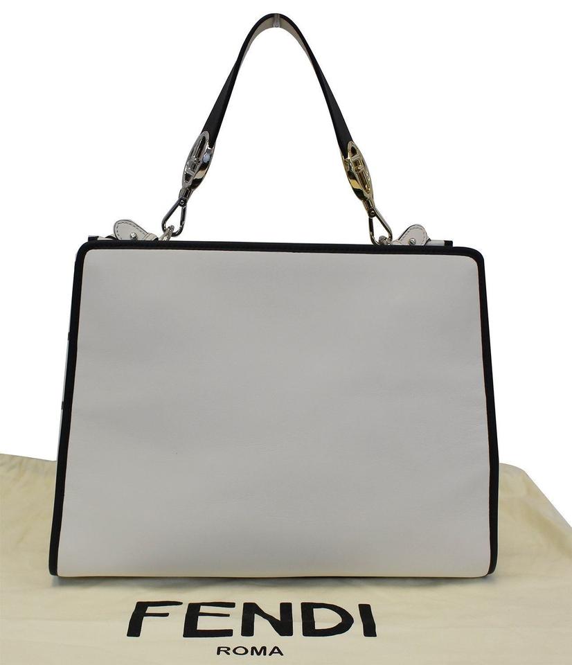 Fendi Tote White Leather Runway Shoulder Bag