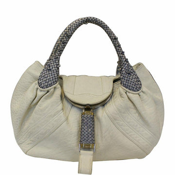 Fendi White Leather Satchel Shoulder Bag