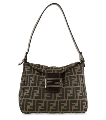 Fendi Zucca Foldover Brown Canvas Shoulder Bag