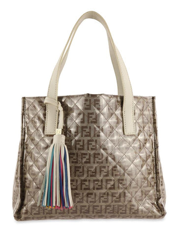 Fendi Zucchino Ff Quilted Brown Pvc Tote