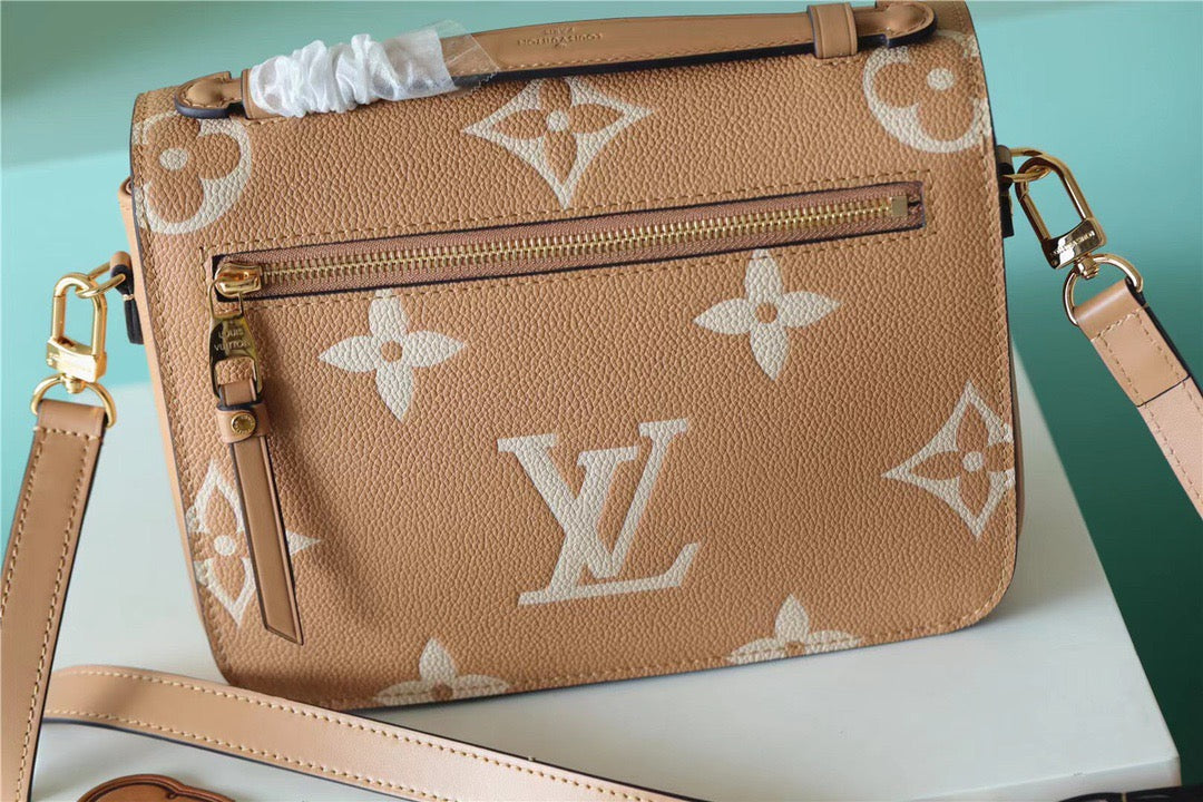 LV Pochette Metis Monogram Empreinte Arizona Brown / Creme Beige For Womtlm,  Shoulder And Crossbody Bags 9.8n/25cm LV M46018