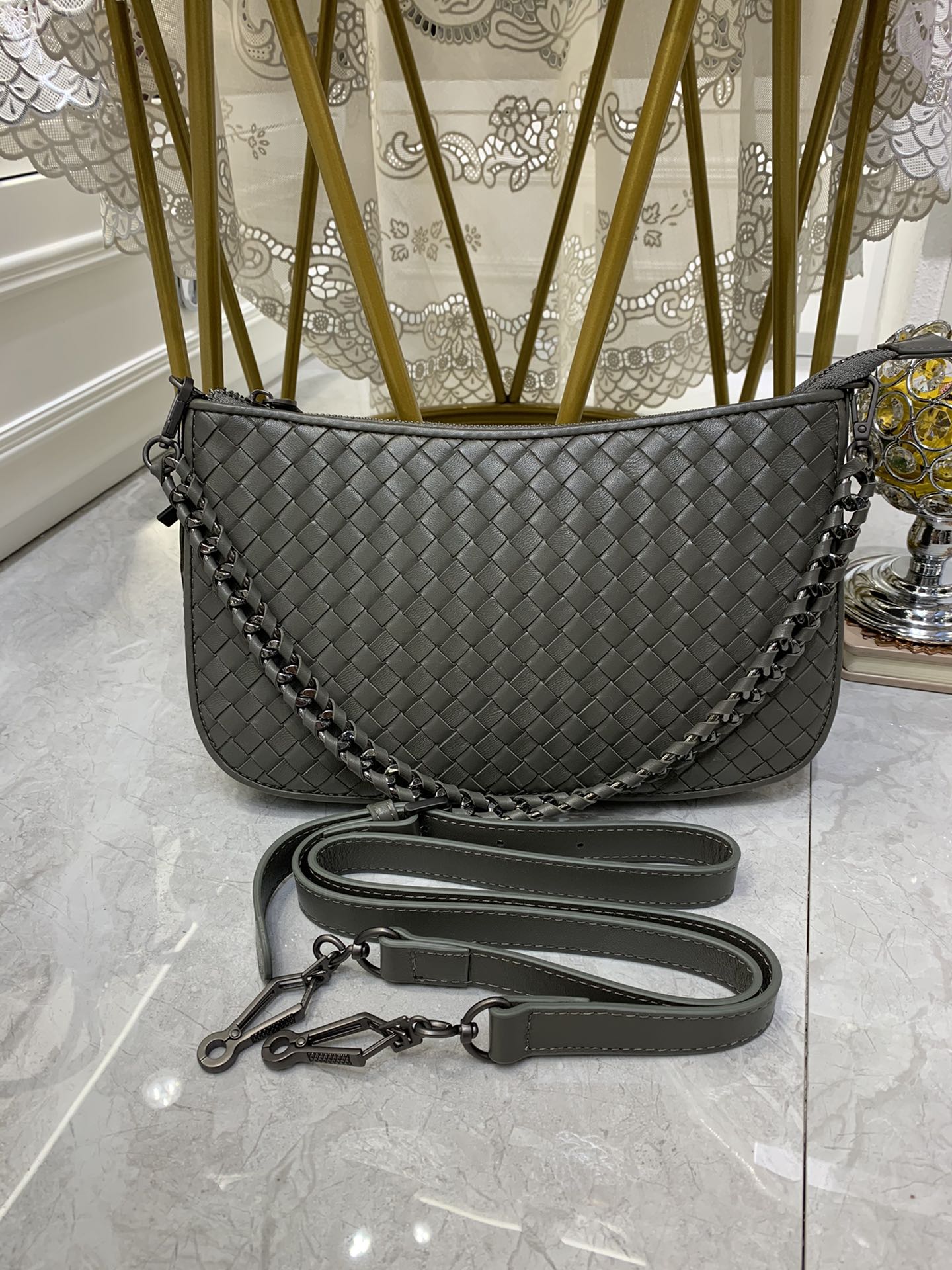 BV Crossbody Bag Cinereous, For Womtlm, Bags 9.4in/24cm