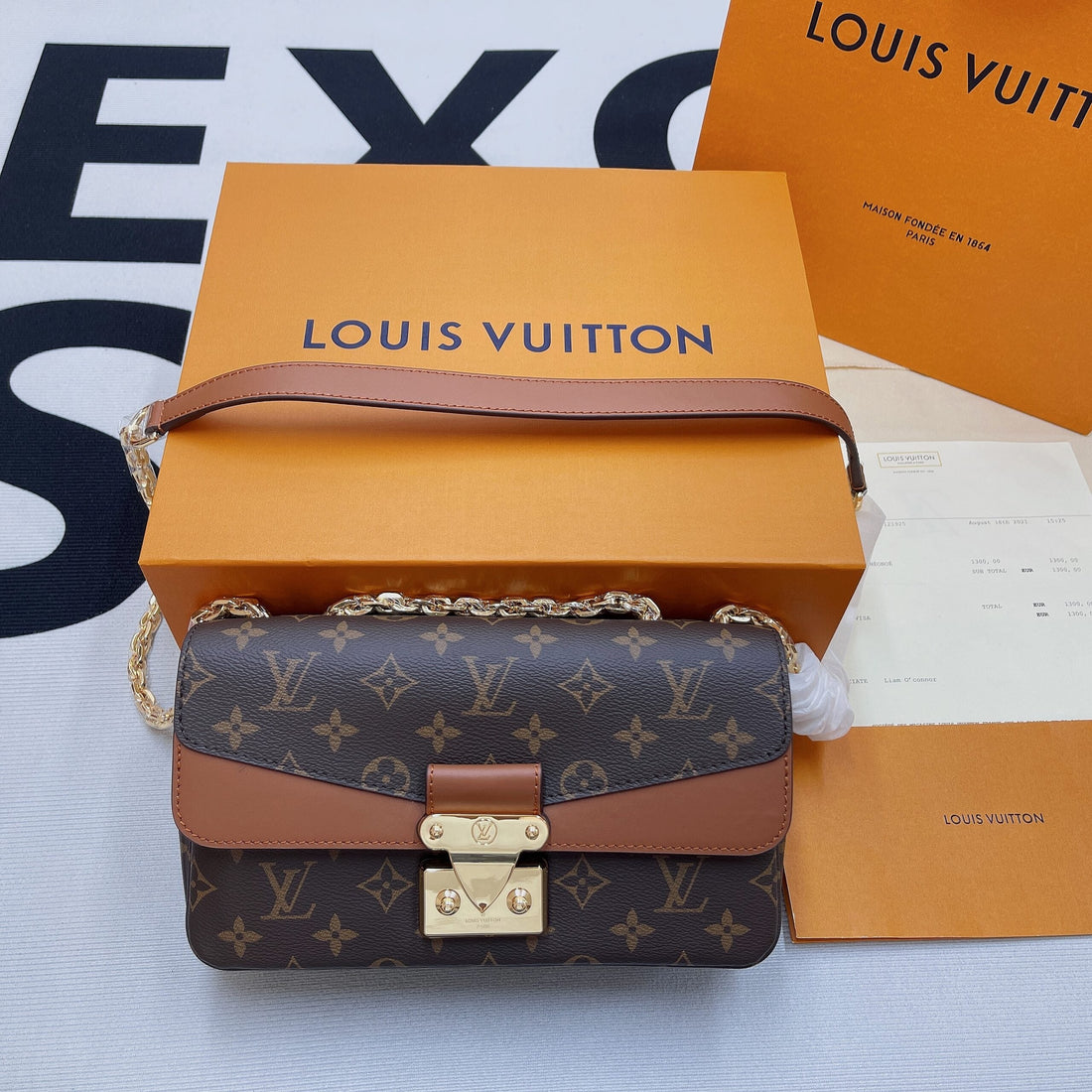 LV Marceau Monogram Canvas Caramel Brown For Womtlm,  Shoulder and Crossbody Bags 9.6in/24.5cm LV M46127