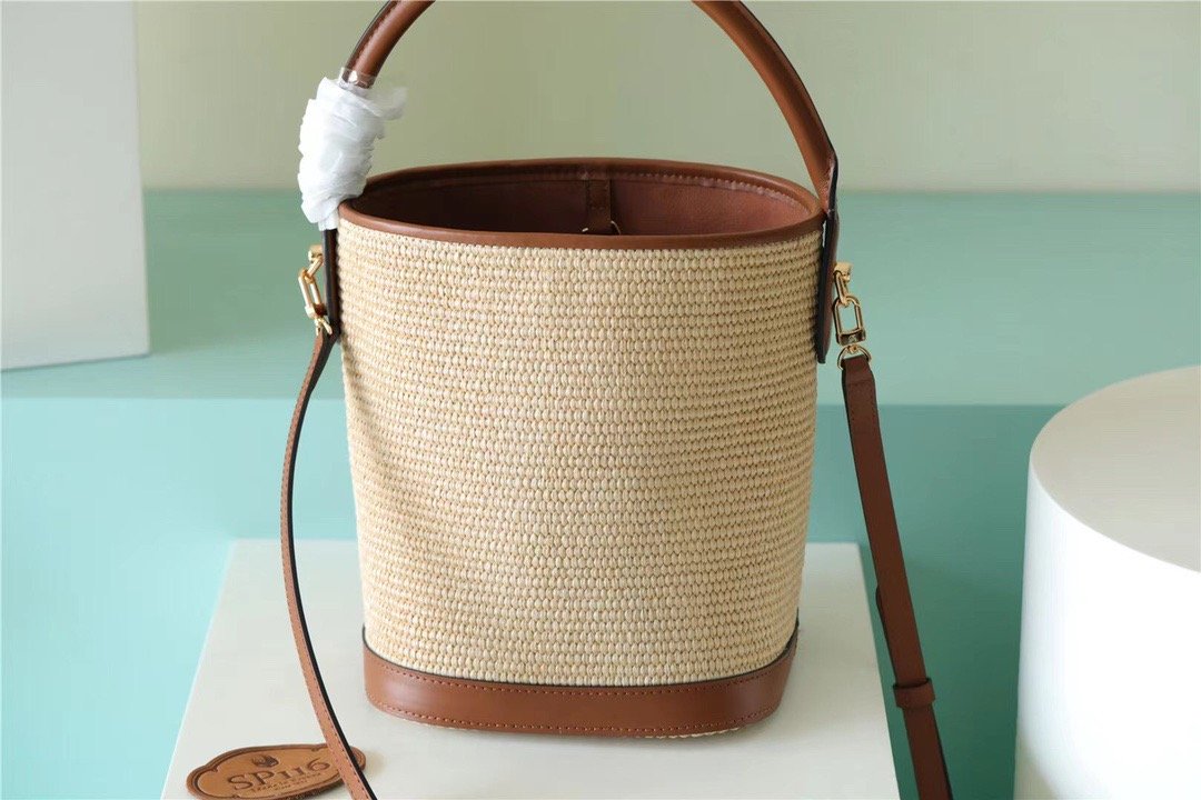 LV Petit Bucket Raffia Caramel Brown For Womtlm, Womtlm’s Bags, Shoulder And Crossbody Bags 9.4in/24cm LV M59961