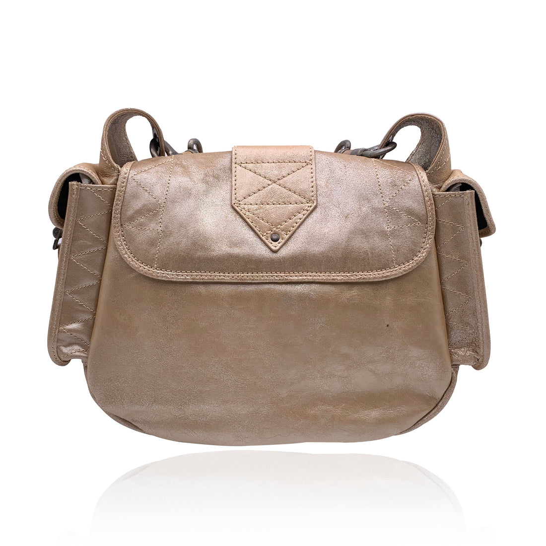 CHRISTIAN DIOR Beige Leather Rebelle Shoulder Bag Handbag