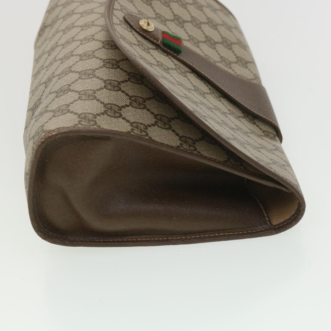 GUCCI GG Canvas Web Sherry Line Clutch Bag Beige Red 156.01.031  fm2132