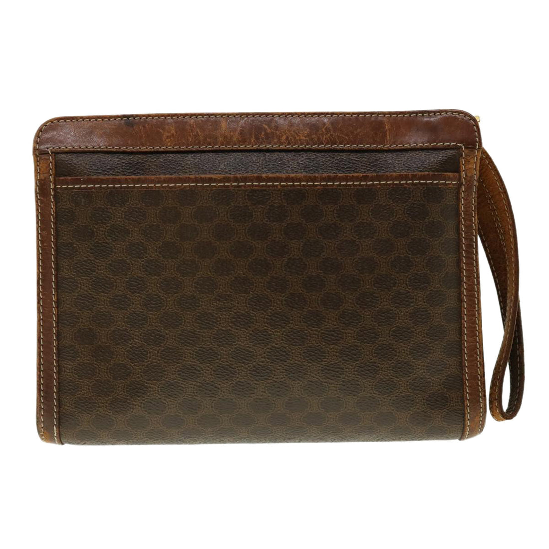 Celine Macadam Canvas Clutch Bag PVC Leather 2Set Brown  fm2235