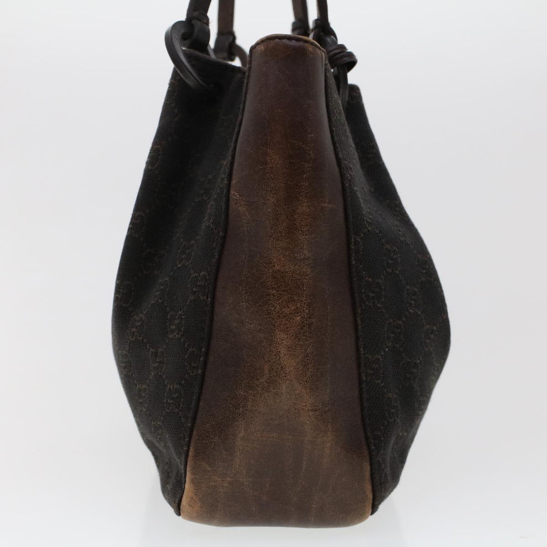 GUCCI GG Canvas Tote Bag Canvas Leather Dark Brown  fm2491