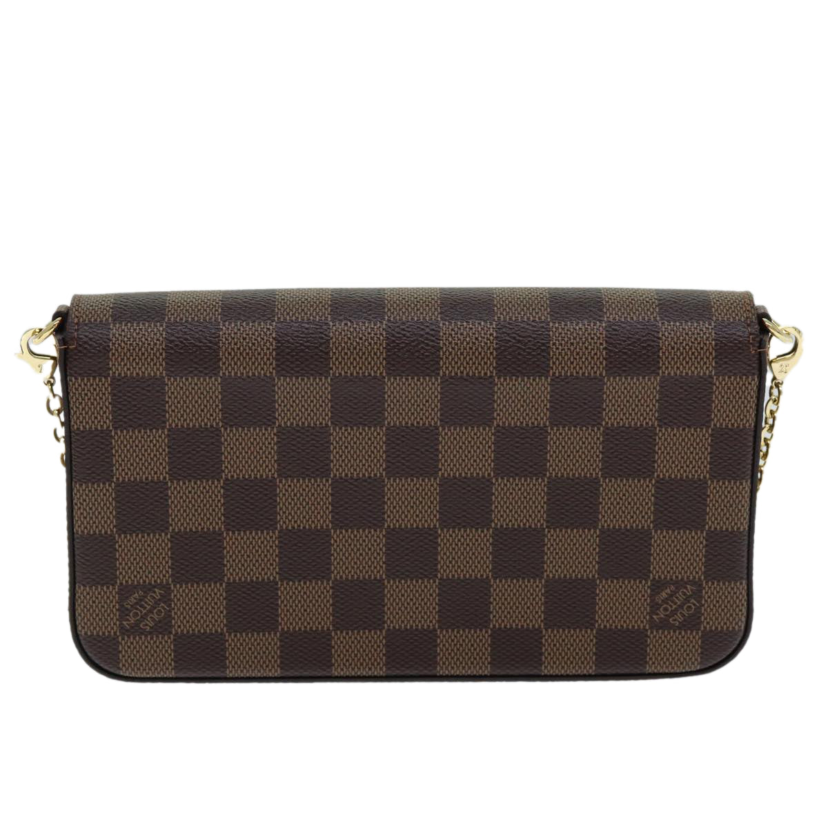 LOUIS VUITTON Damier Ebene Pochette Felice Shoulder Wallet N63032 Auth fm3540S