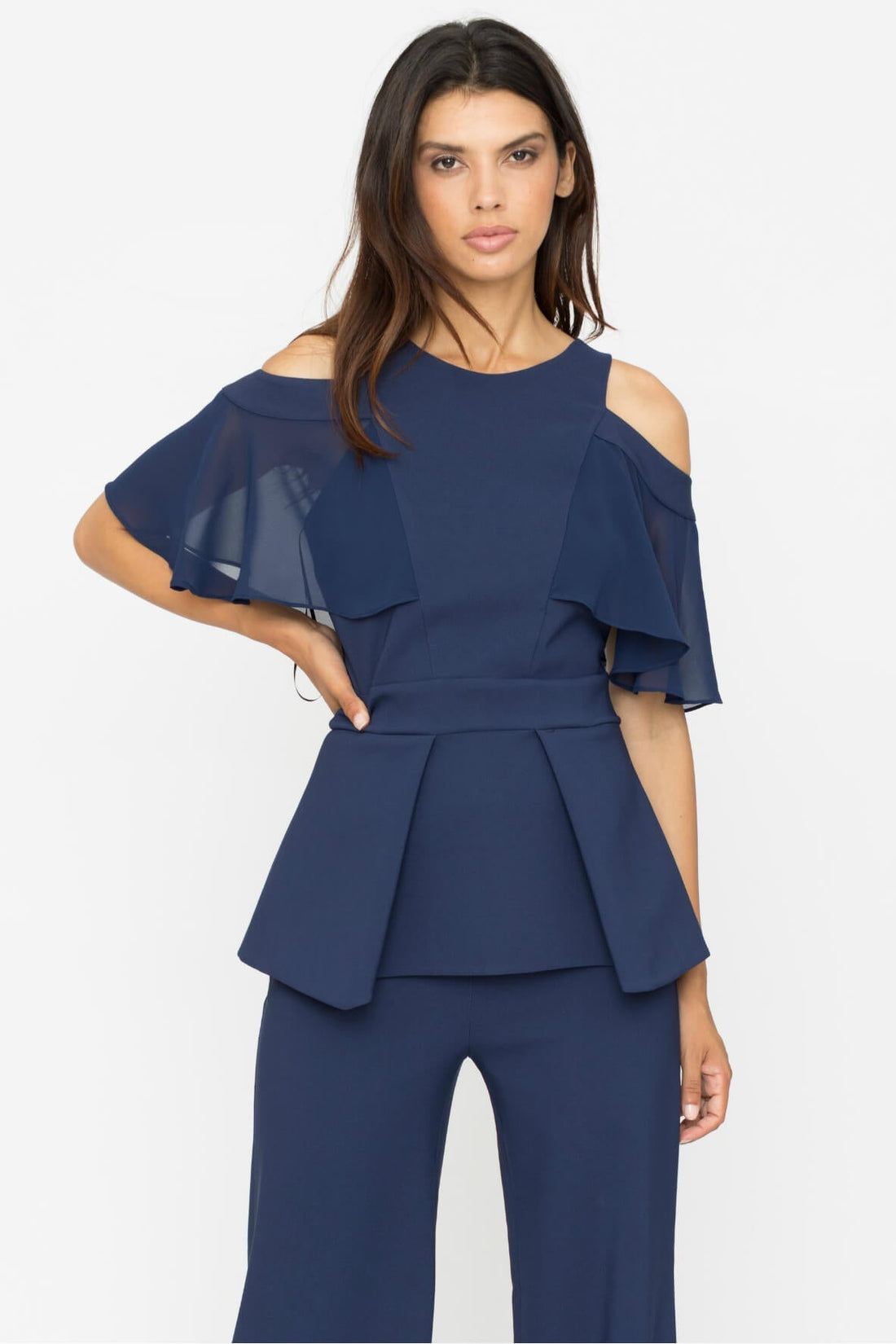 Stretch Crepe Peplum Top