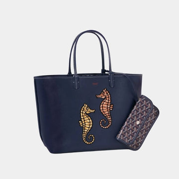 Anjou PM Seahorse Embroidery Navy Blue