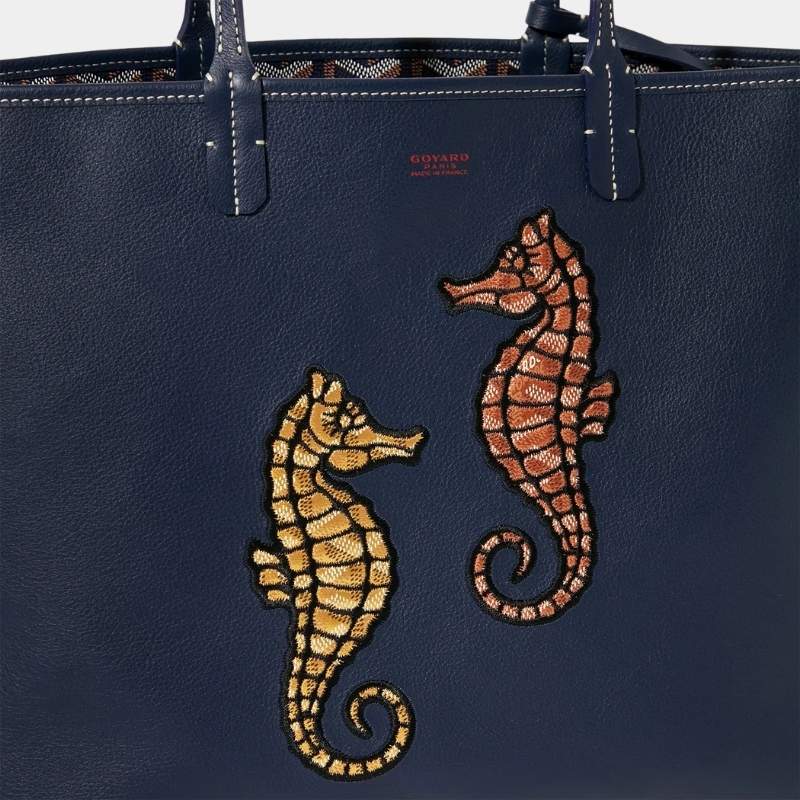 Anjou PM Seahorse Embroidery Navy Blue
