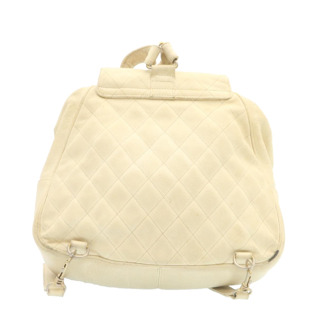 Chanel Caviar Skin Matelasse Backpack White CC  am1922gA