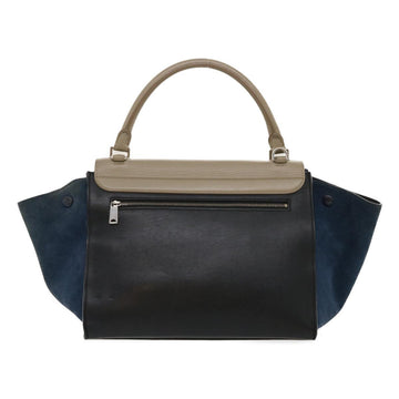 Celine Hand Bag Leather Suede Gray Navy  am2375g
