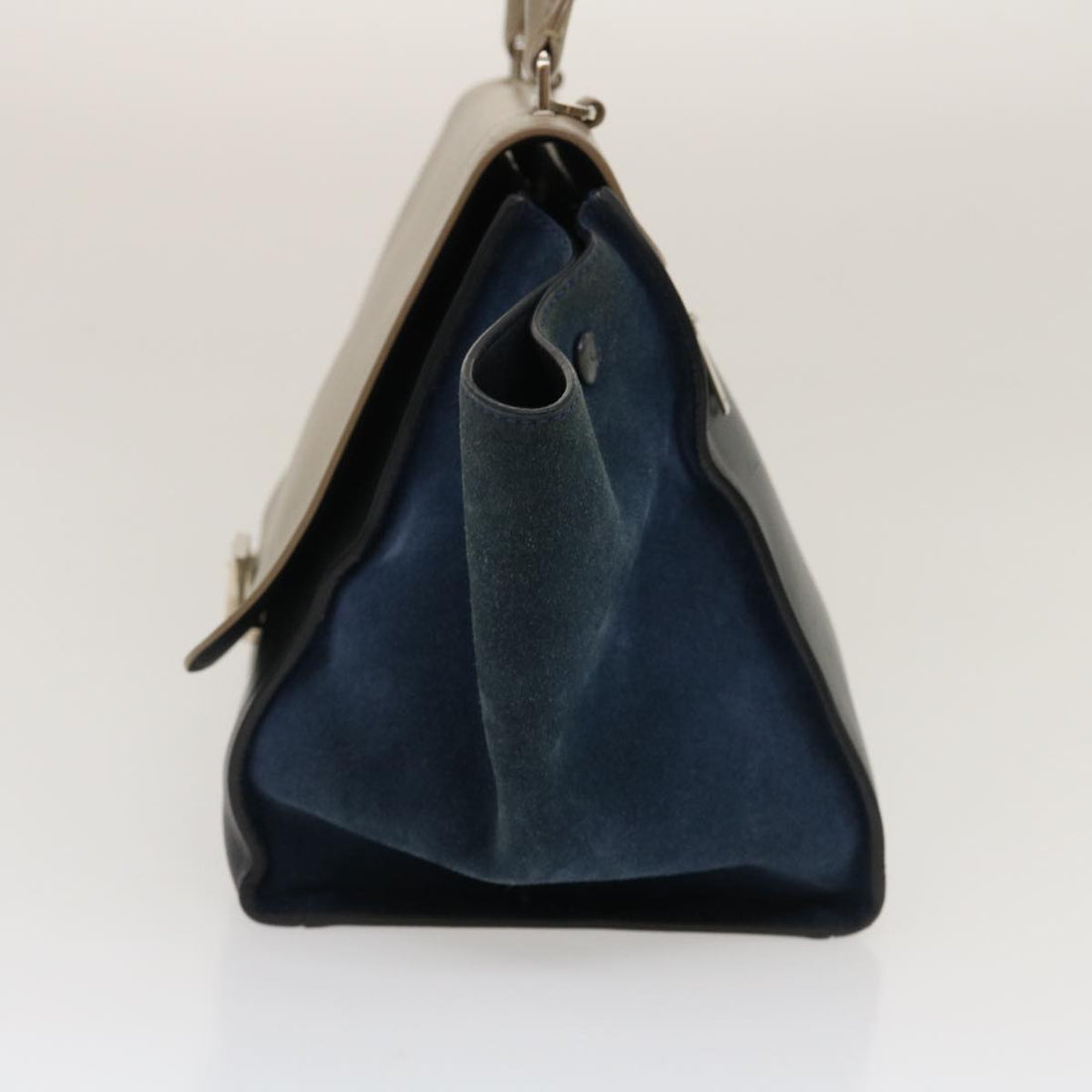 Celine Hand Bag Leather Suede Gray Navy  am2375g