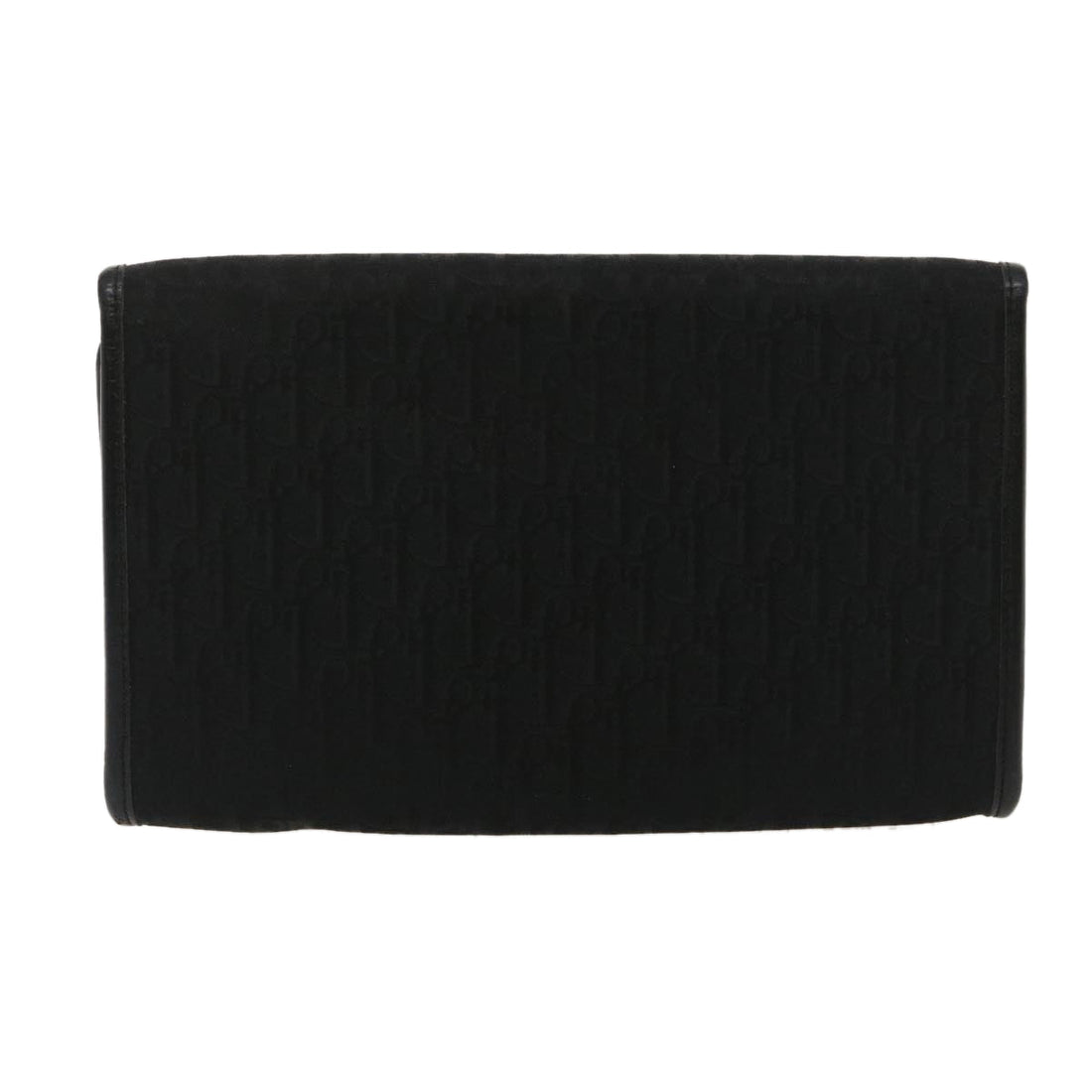 CHRISTIAN DIOR Trotter Canvas Chain Shoulder Bag Black Auth am2539g