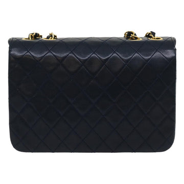 Chanel Matelasse Chain Flap Shoulder Bag Lamb Skin Navy Gold CC  am2602gA