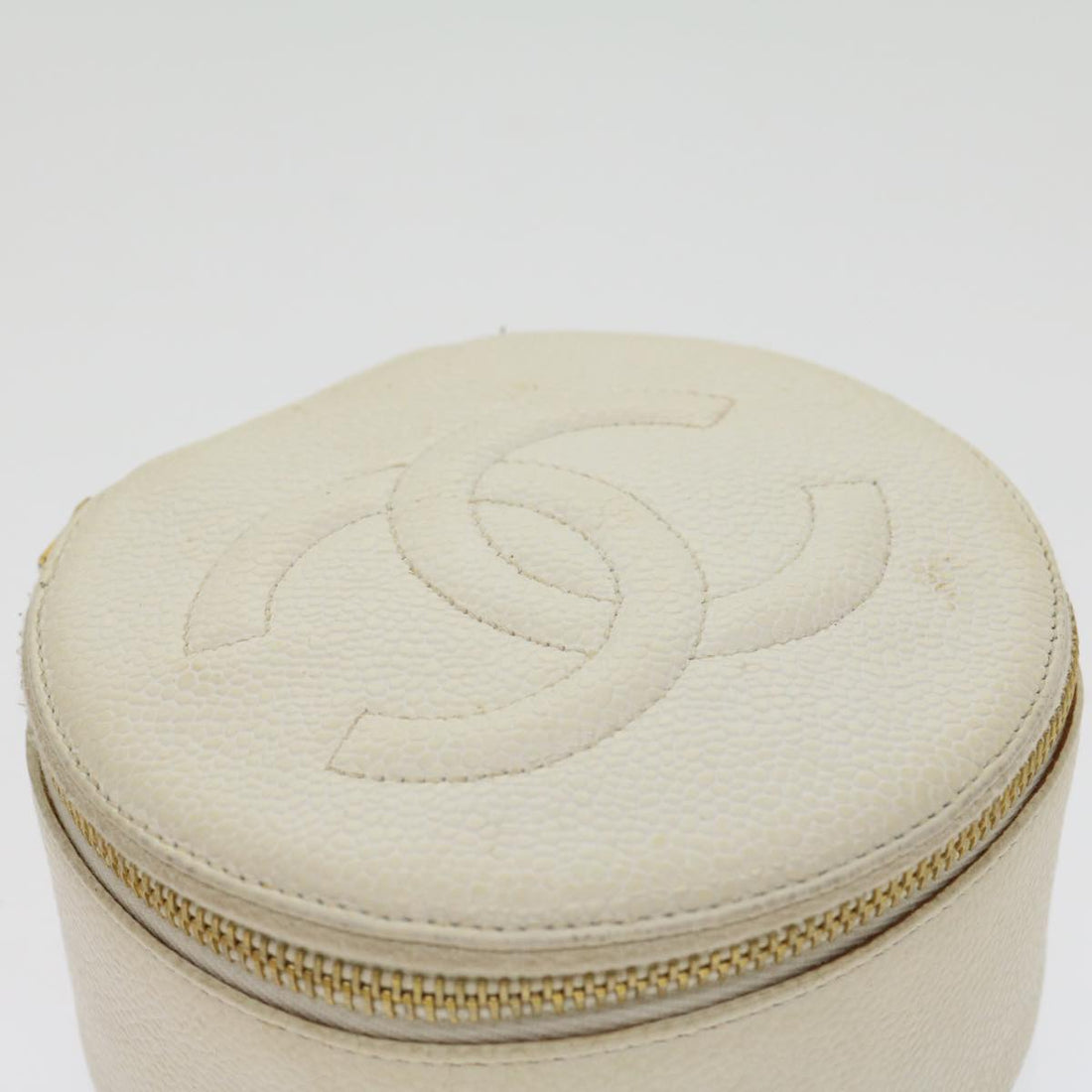 CHANEL Accessory Case Caviar Skin White CC   am2700gA