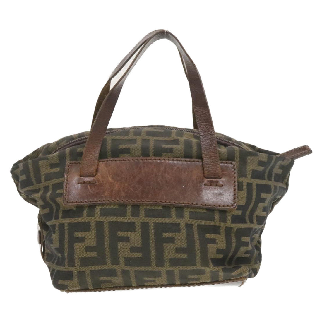 FENDI Zucca Canvas Hand Bag Brown Black  **Sticky am375g