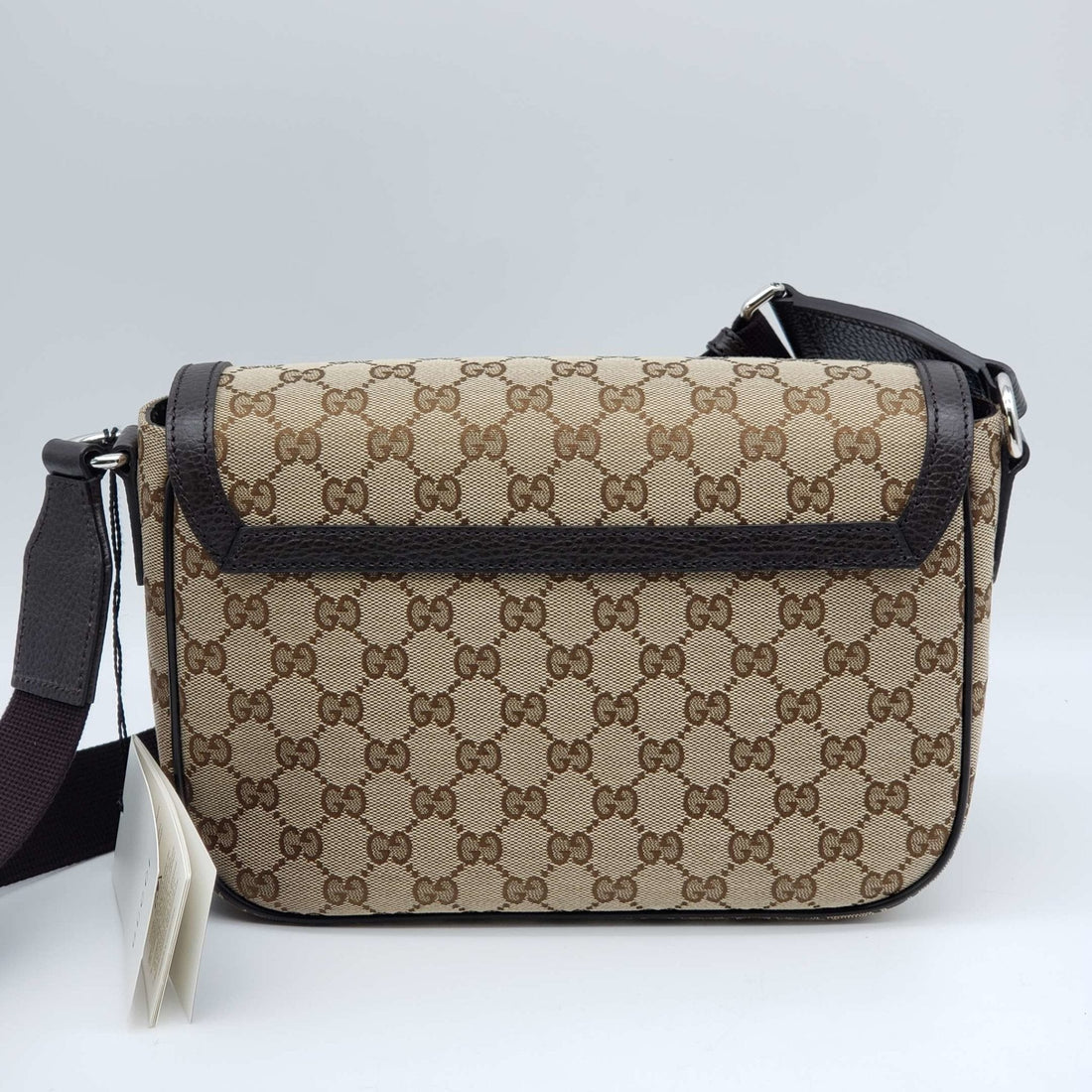 Gucci GG Canvas Leather Brown Messenger Shoulder Bag
