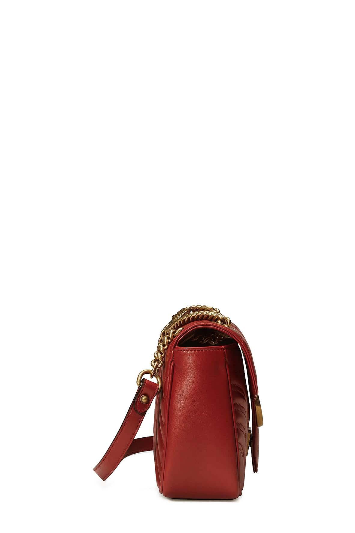 GG Marmont Small Matelasse Shoulder Bag Hibiscus Red