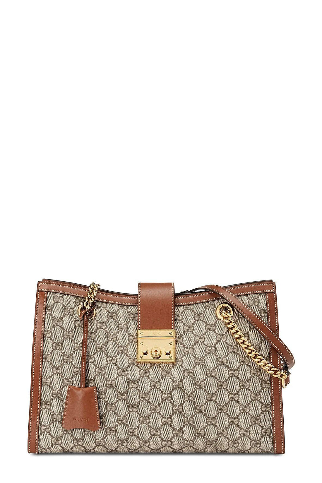 GG Supreme Padlock Medium Shoulder Bag Brown