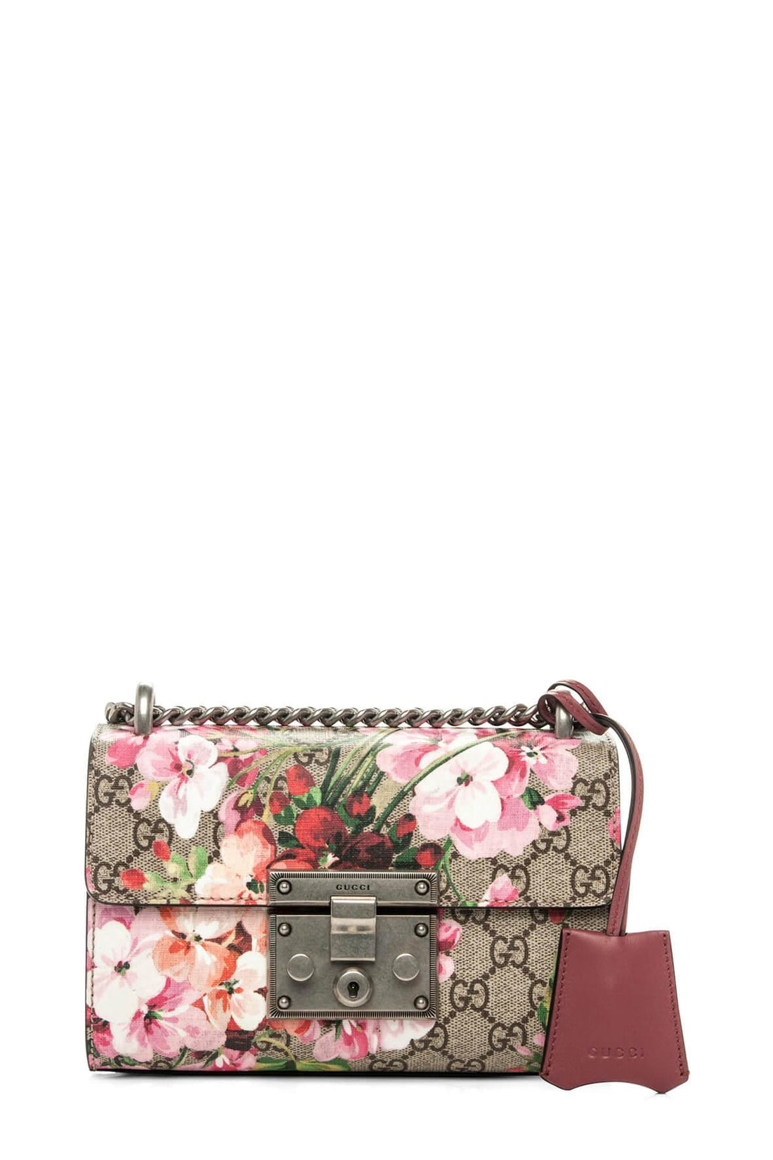 GG Supreme Small Padlock Shoulder Bag Red Blooms