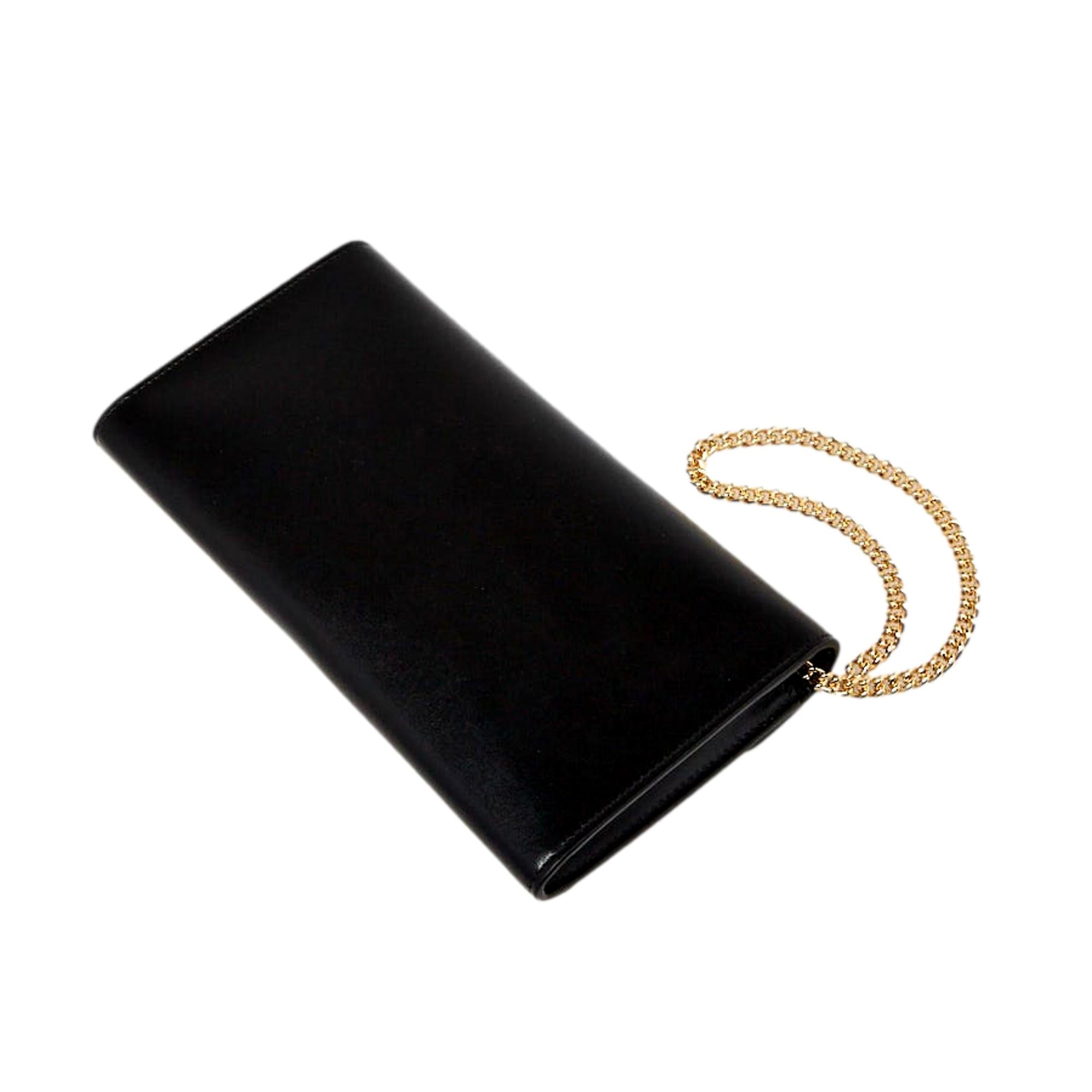 Gucci Horsebit 1955 Black Leather Chain Wristlet 614381