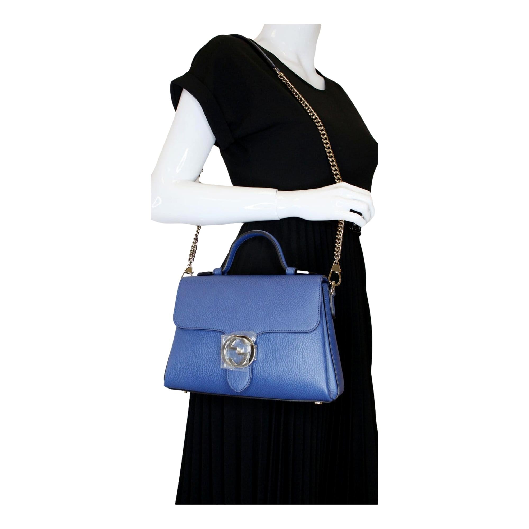 Gucci Interlocking G Caspian Blue Leather Chain Shoulder Bag 510302