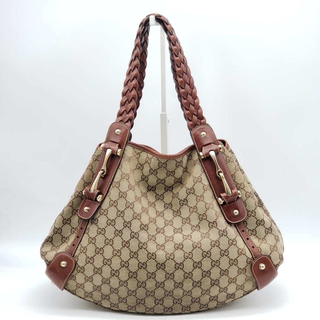 Gucci Leather and Canvas Brown Shoulder Bag