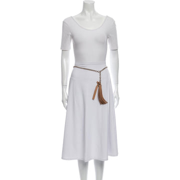 Gucci Leather Tassel GG Gold Chain Camelia Beige Belt Size (32) 388992