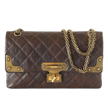 Chanel Bag Medium Double Flap Brown Distressed Leather Antique Brass