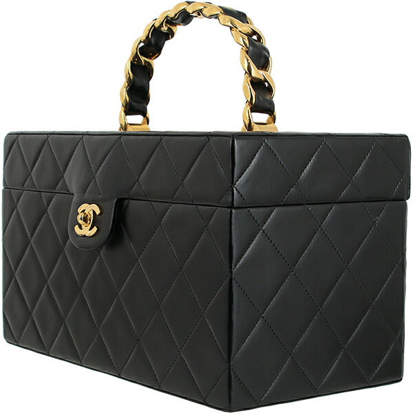 Chanel Vintage Matelasse Vanity Case Leather Handbag in Excellent condition