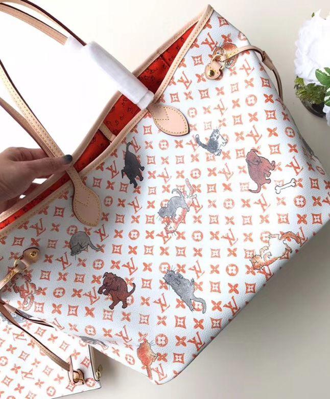 Louis Vuitton Neverfull MM Catogram White/Orange