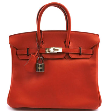 Hermès Birkin Ultra Rare 25 25cm Elegant Handbag Small Tote Capucine Red with Orange Undertone Swift Leather Satchel