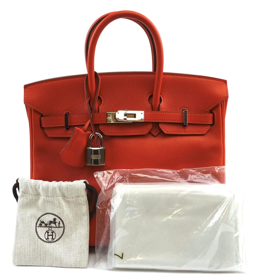 Hermès Birkin Ultra Rare 25 25cm Elegant Handbag Small Tote Capucine Red with Orange Undertone Swift Leather Satchel