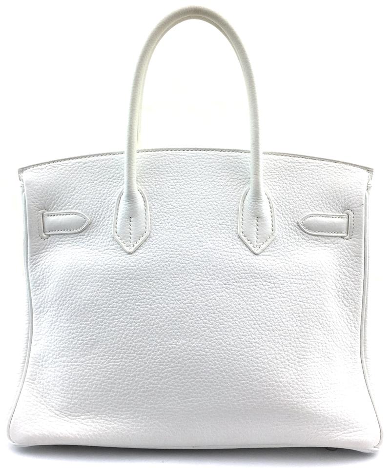 Hermès Birkin Clemence 30 Cm Tote Shw White Leather Satchel