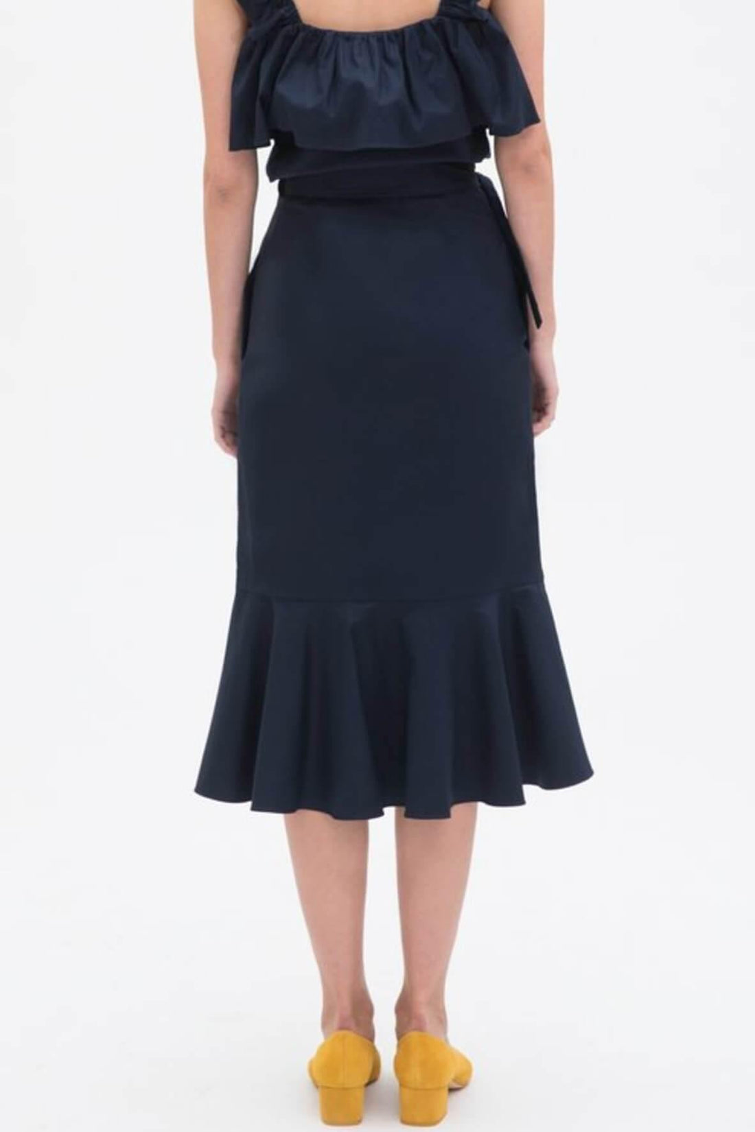 Ruffled Wrap Navy Skirt