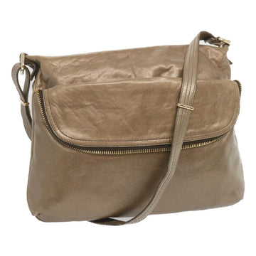 FENDI Shoulder Bag Leather Bronze Auth hk1152