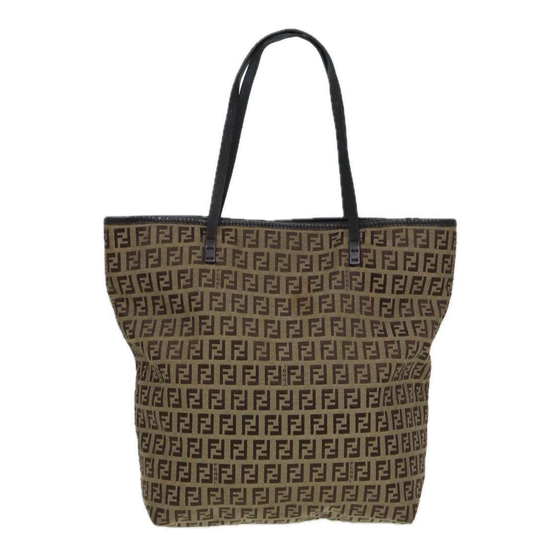FENDI Zucchino Canvas Tote Bag Beige Auth hk1424