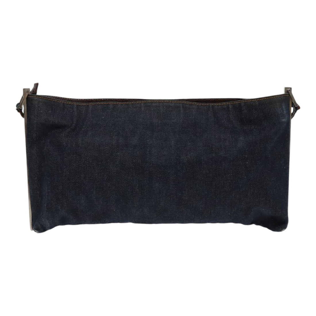 FENDI Shoulder Bag Denim Navy Silver Auth hk1587