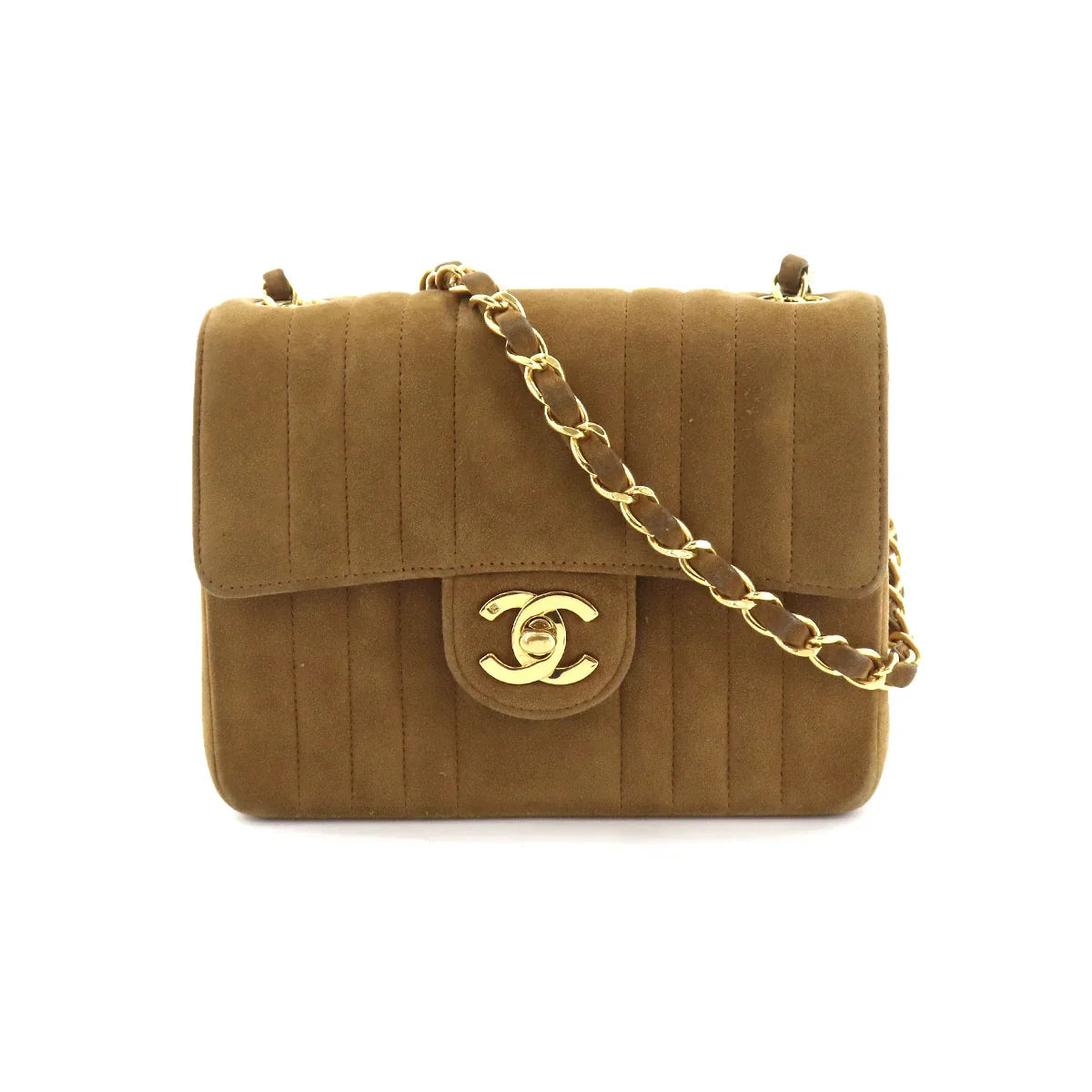 Chanel Vintage suede brown square bag