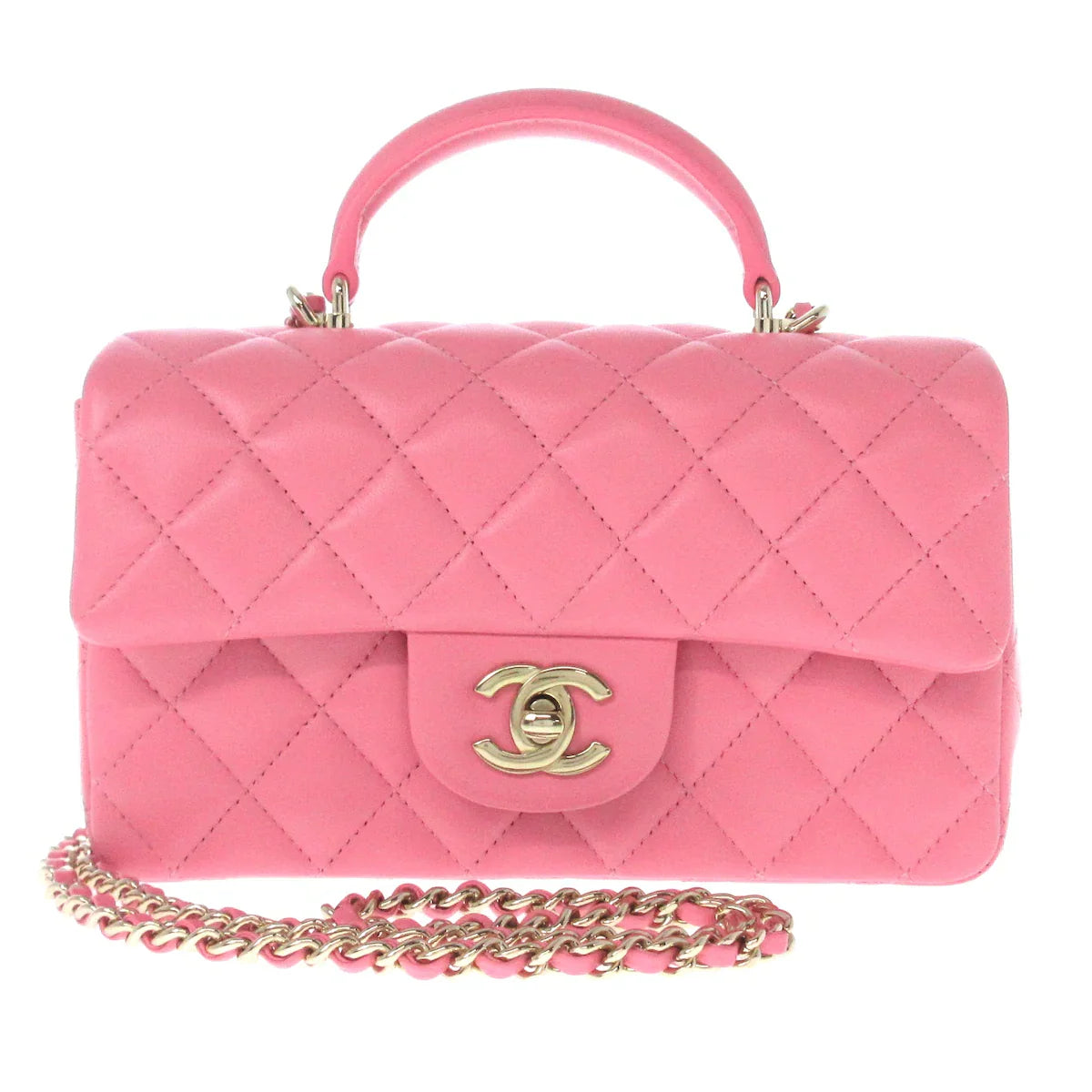 Chanel Mini Pink flap bag with Top Handle