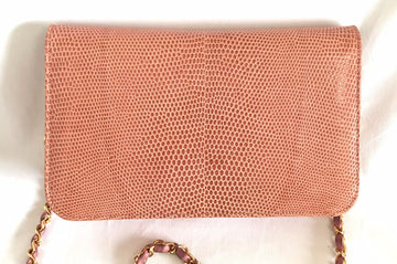 Chanel Vintage milky pink genuine lizard leather 2