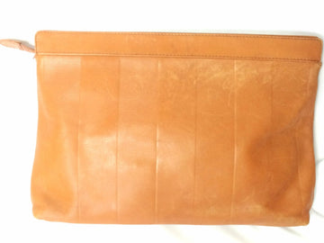 FENDI Vintage orange brown genuine leather mini document bag, clutch purse with embossed logo and epi mix