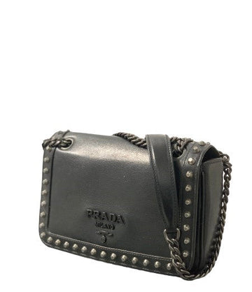 Prada Black Flap Studded Crossbody Bag