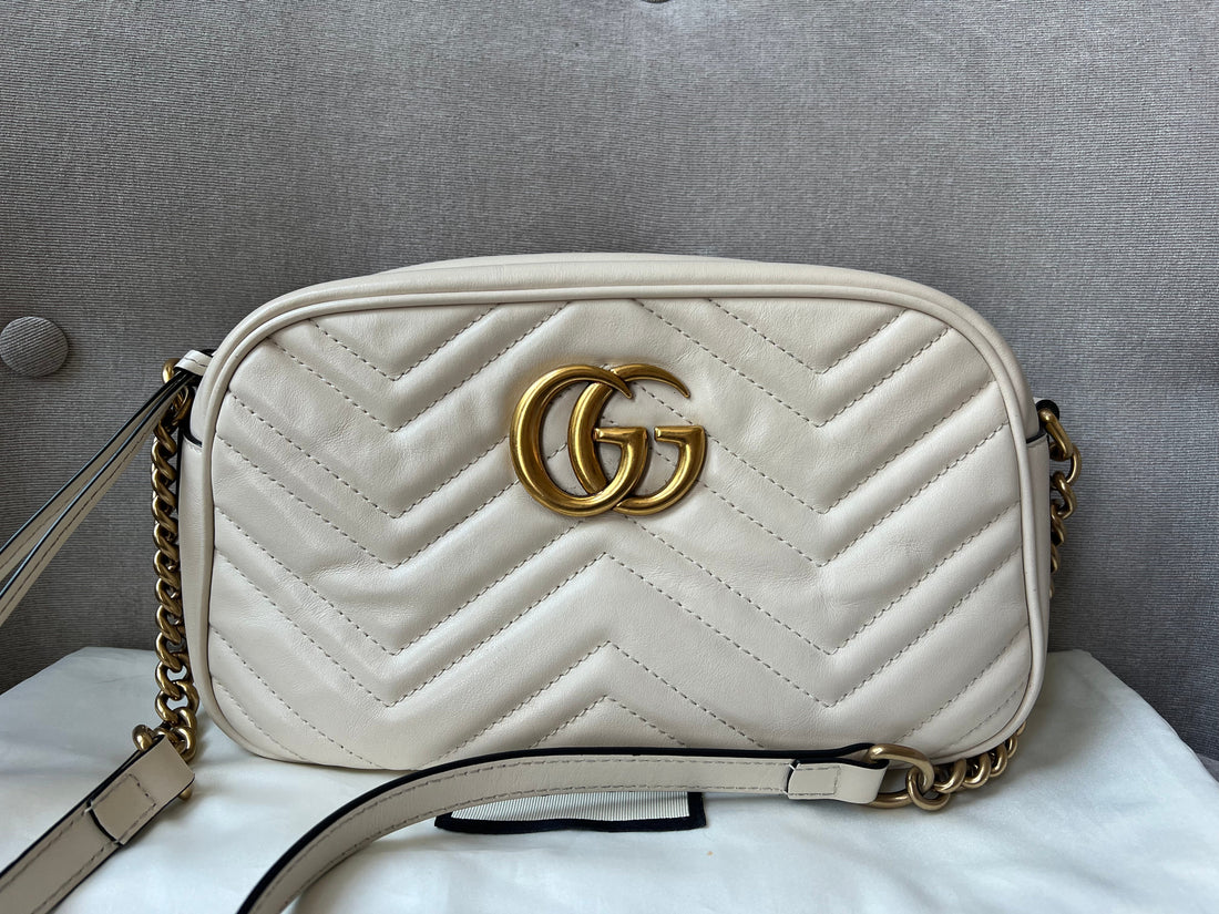 Gucci GG White Marmont Small Shoulder Bag