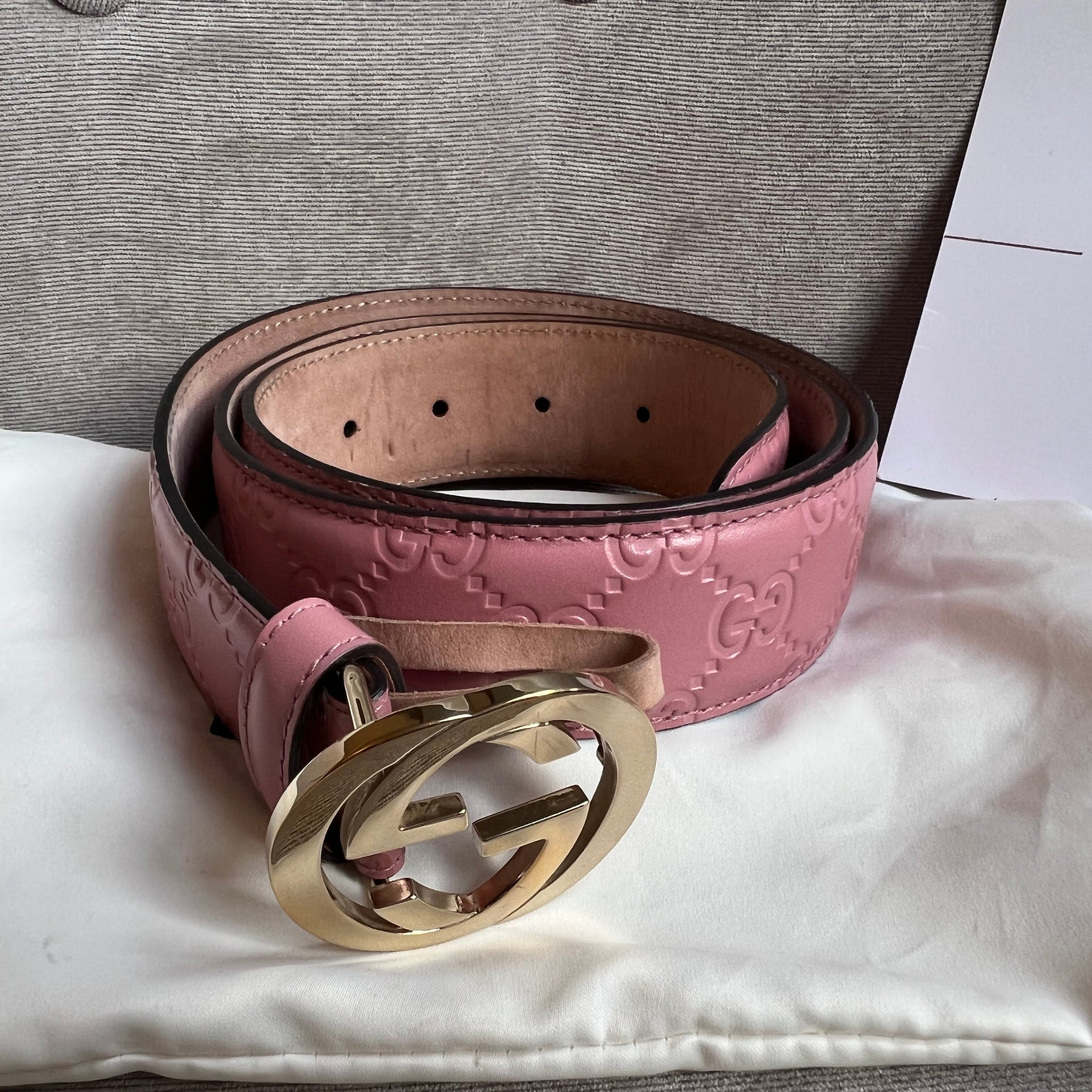 Gucci Pink Guccissima Wide Belt
